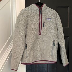 Patagonia Cream Fleece with Maroon Trim